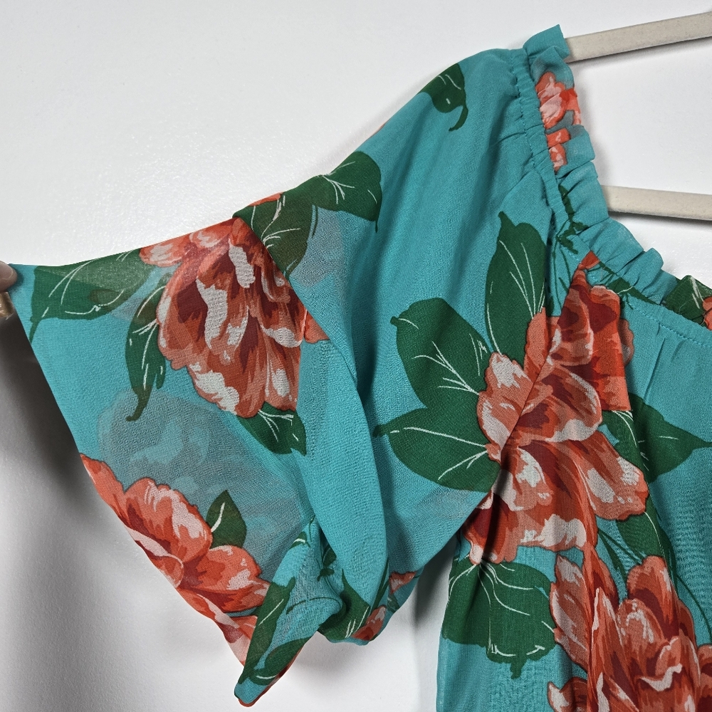 Flying Tomato Floral Ruffle Off Shoulder Smocked Waist Maxi Dress Size Large - Picture 5 of 13